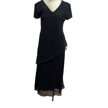 Jessica Howard Black Maxi Dress Tiered Size 12 Vin