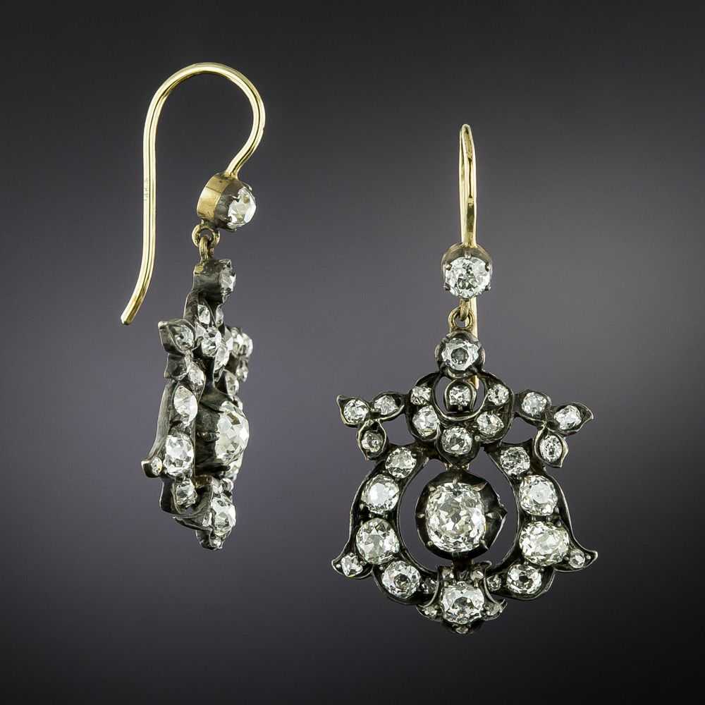 English Victorian Diamond Dangle Earrings - image 2