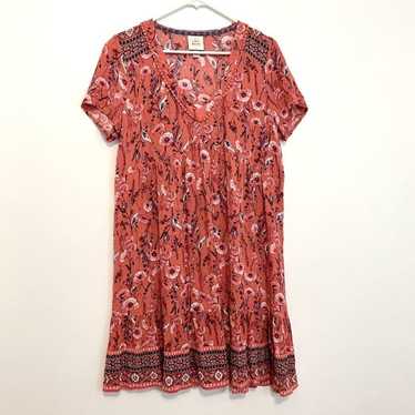 KNOX ROSE Short Sleeve Shift Dress Rose Coral ish 