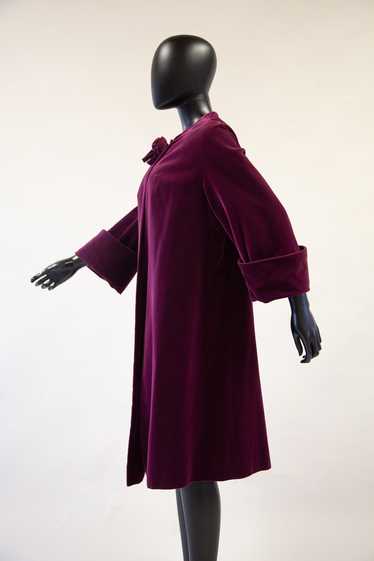 Vintage 1950s Plum Velvet Duster Coat