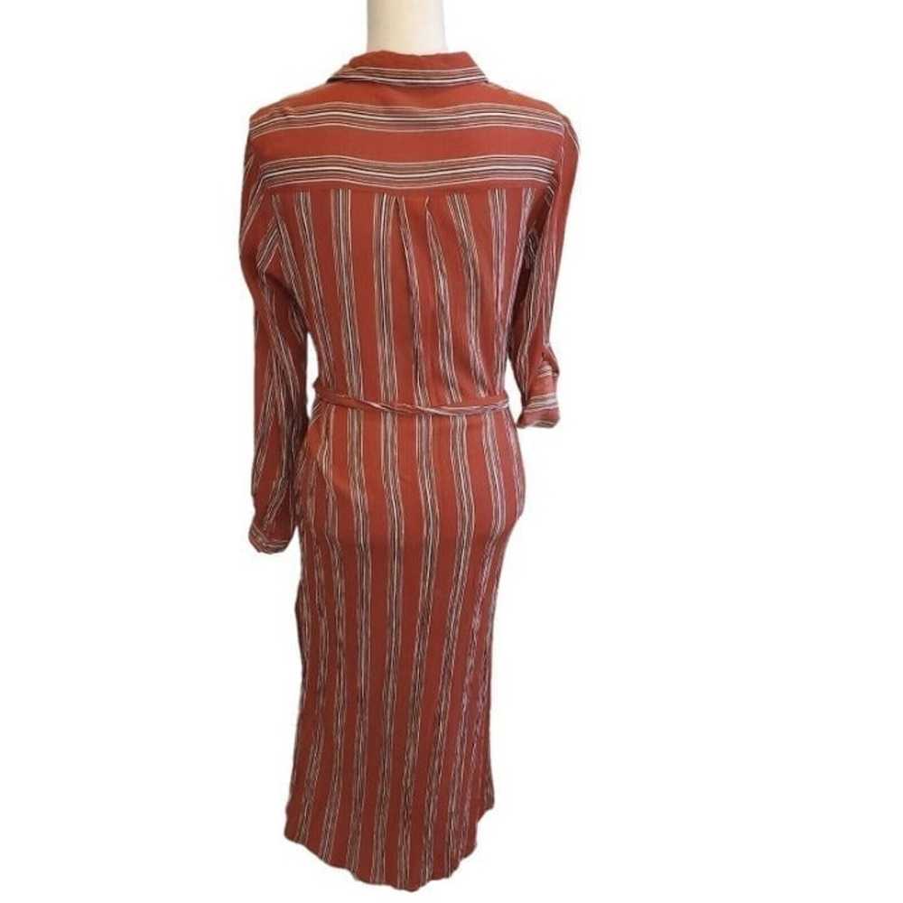 Vine & Love Rust Orange Striped Shirt Dress Midi … - image 4