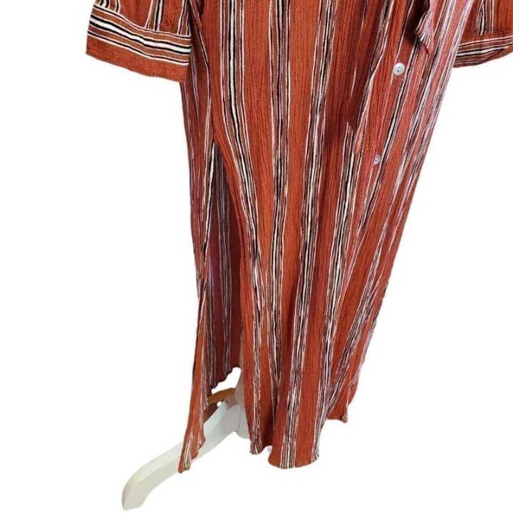 Vine & Love Rust Orange Striped Shirt Dress Midi … - image 6