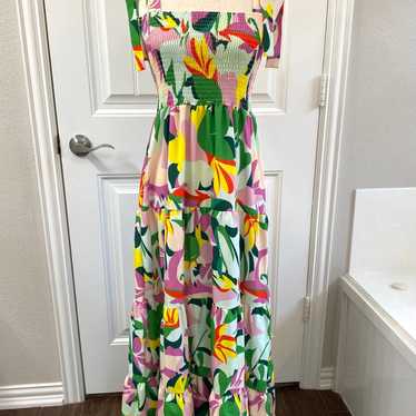 Floral Square Neck Smocked Maxi Dress