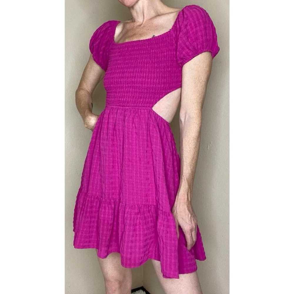 Le Lis Puff Sleeve Magenta Pink Cutout Smocked Dr… - image 3