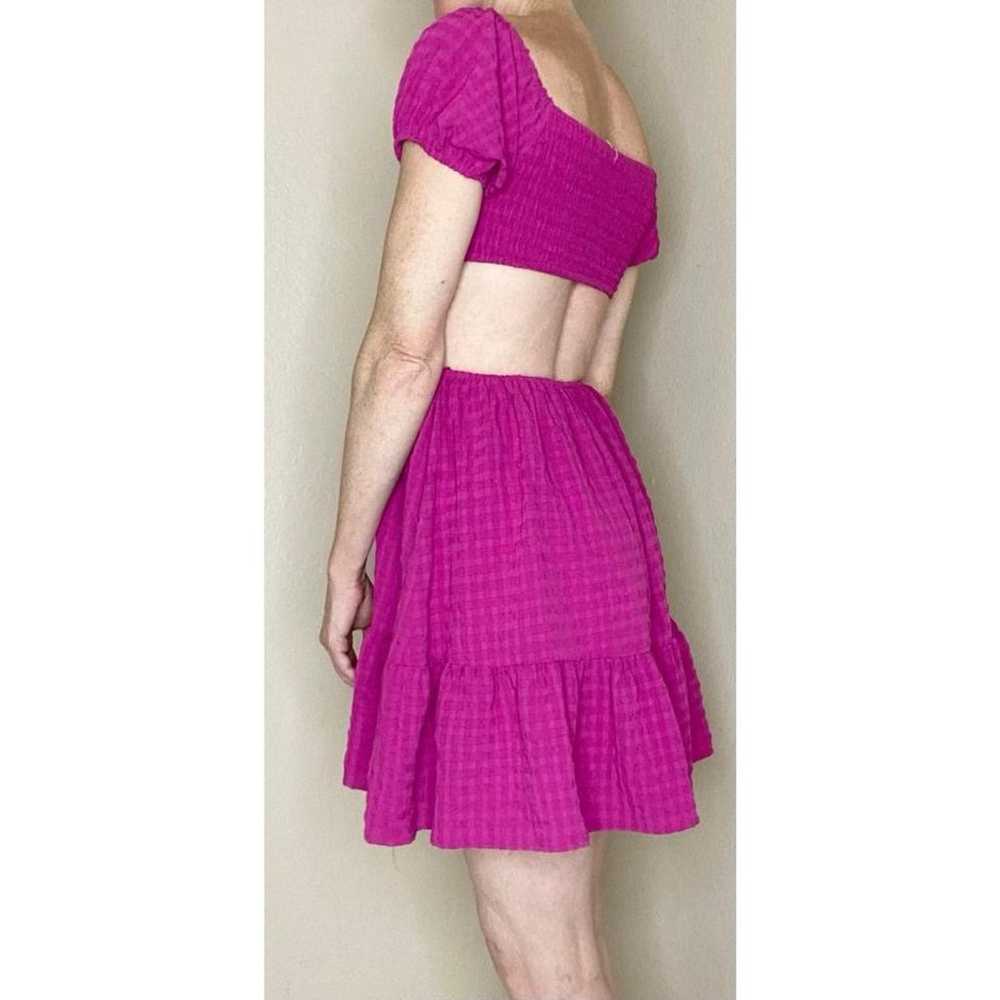 Le Lis Puff Sleeve Magenta Pink Cutout Smocked Dr… - image 4