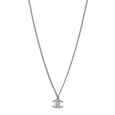 CHANEL Crystal Timeless CC Necklace Silver