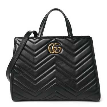 GUCCI Calfskin Matelasse Small GG Marmont Tote Bla