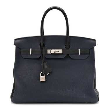 HERMES Togo Bi-Color Horseshoe Birkin 35 Bleu Nuit