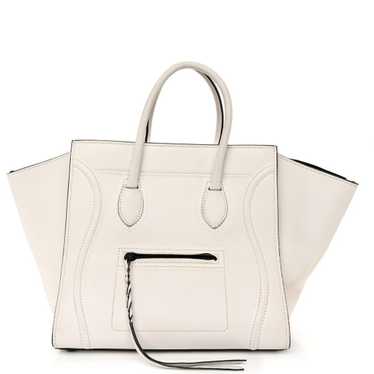 CELINE Calfskin Medium Phantom Luggage White