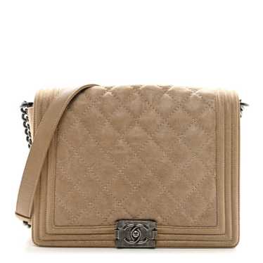 CHANEL Nubuck Quilted New Medium Gentle Boy Flap B