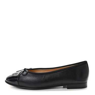 CHANEL Lambskin Patent CC Cap Toe Ballerina Flats… - image 1