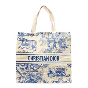 CHRISTIAN DIOR Straw Dioriviera Tote Blue