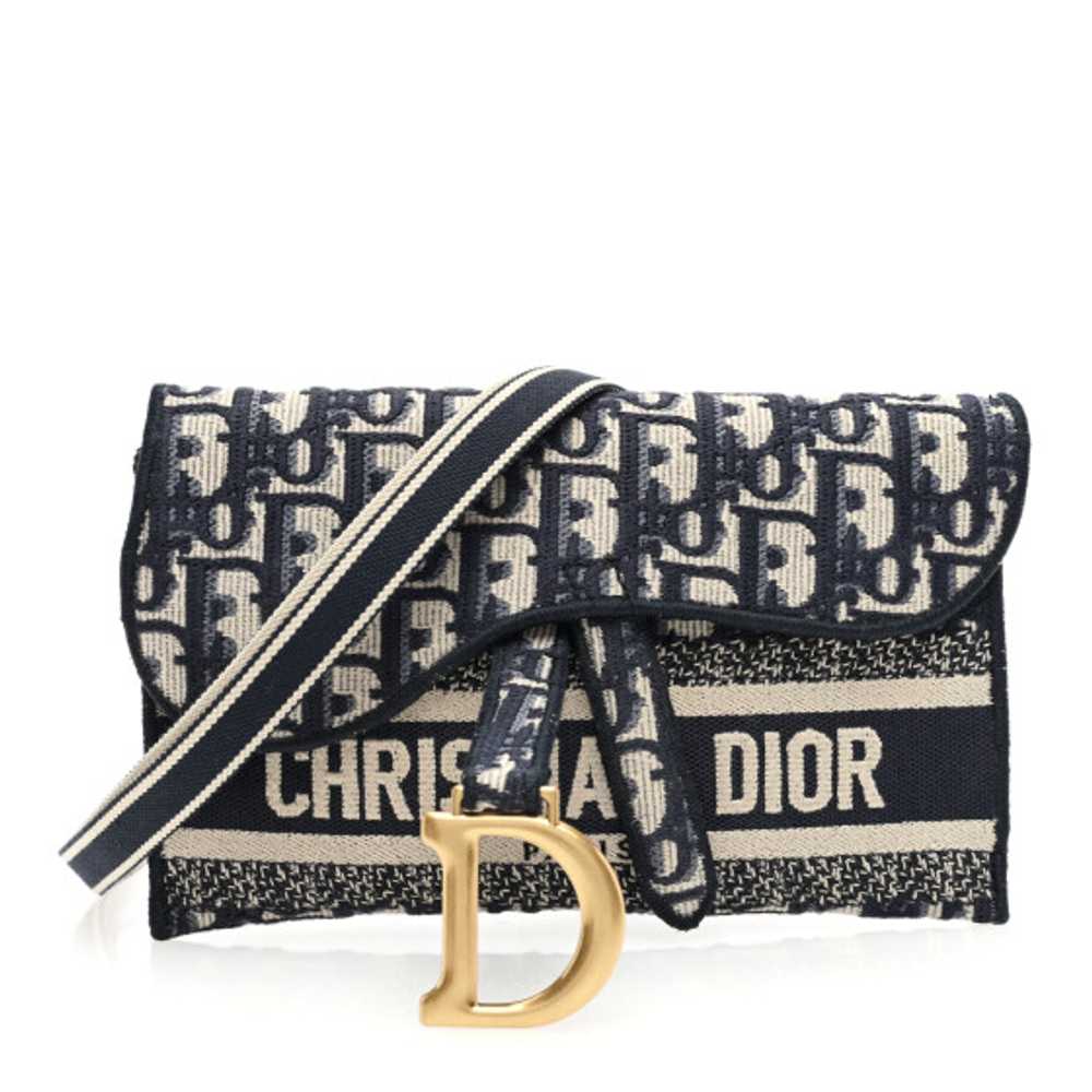 CHRISTIAN DIOR Oblique Slim Saddle Pouch Blue - image 1