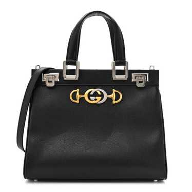 GUCCI Grainy Calfskin Small Zumi Top Handle Bag Bl