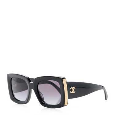 CHANEL Acetate Rectangle Sunglasses 5435 Black