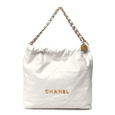 CHANEL Shiny Calfskin Quilted Chanel 22 White