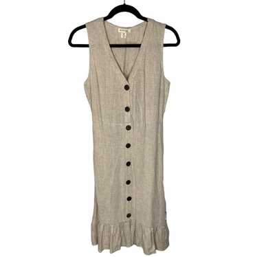 Monteau Women's Beige Sleeveless Ruffled Hem Midi… - image 1