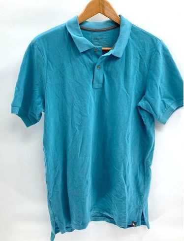 Eddie Bauer Men's Blue Cotton Slim Fit Collared Ou