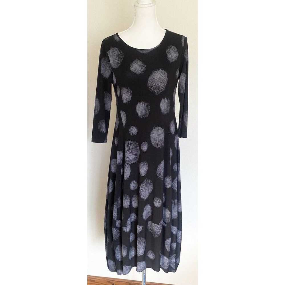 Comfy USA Black Polka Dot Half Sleeves Dress Ball… - image 1