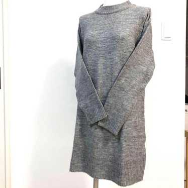 Gray Knit Long Dress Sweater Knit Long Sleeve M