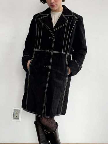 Vintage 90s Suede Coat - Black