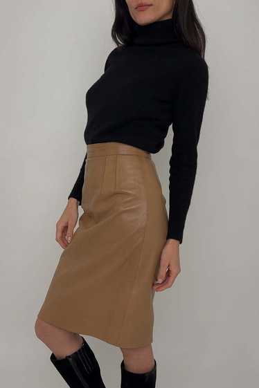 Vintage Leather Pencil Skirt - Toffee