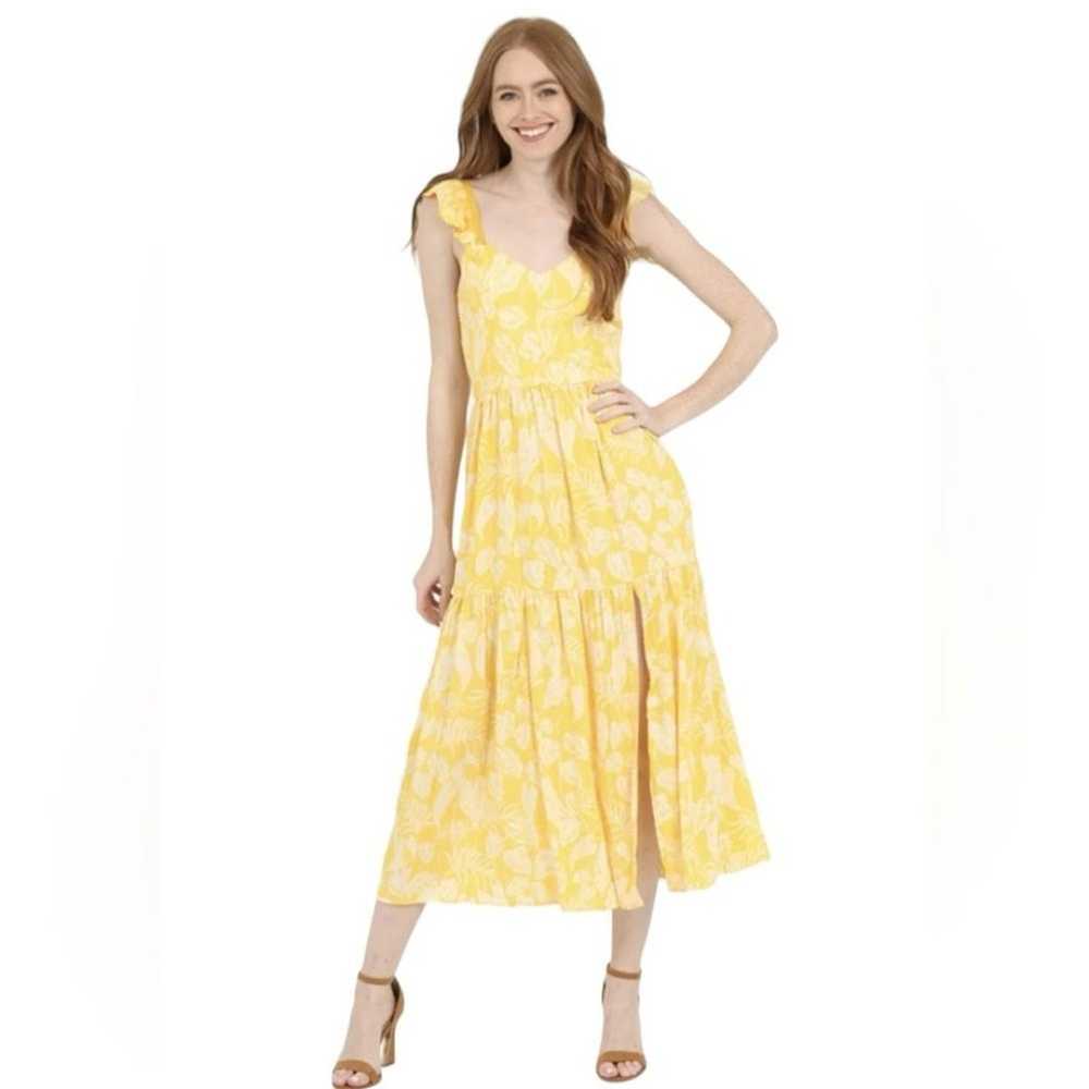 Angie Midi Dress Cap Sleeve Tiered Skirt Yellow F… - image 2