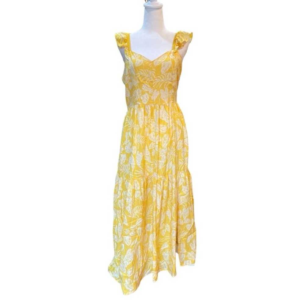 Angie Midi Dress Cap Sleeve Tiered Skirt Yellow F… - image 5