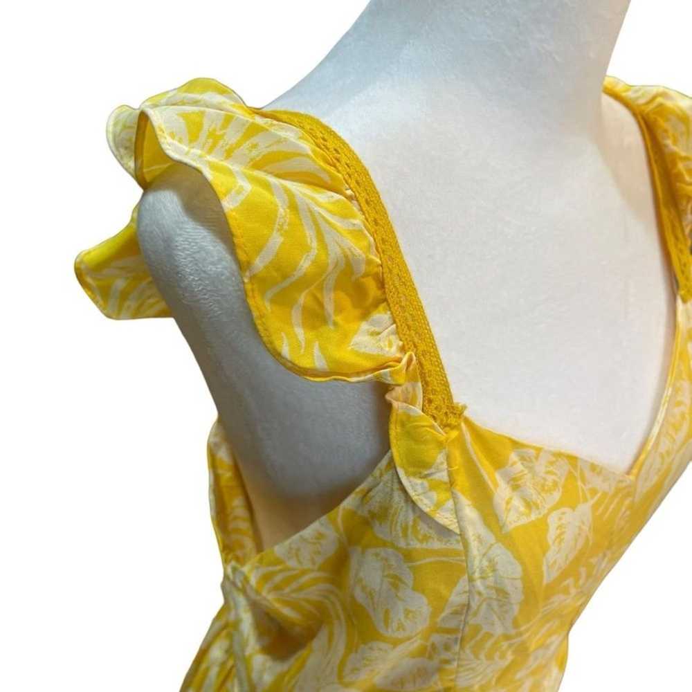 Angie Midi Dress Cap Sleeve Tiered Skirt Yellow F… - image 9