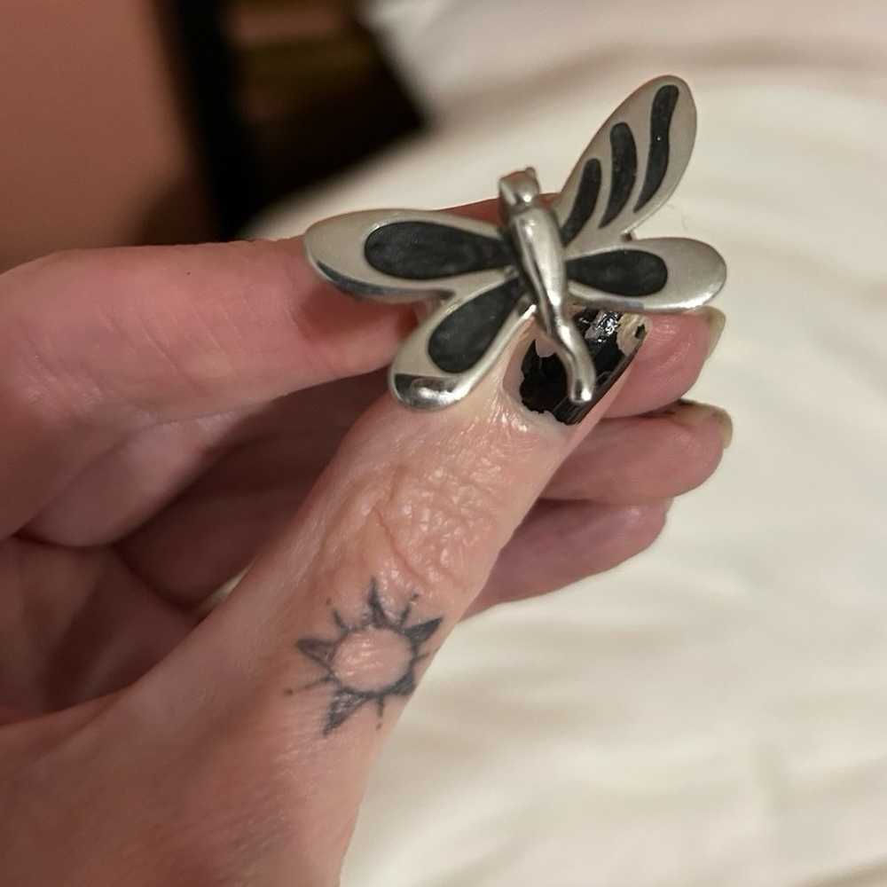 Sterling Silver Dragonfly Ring Size 7 - image 2