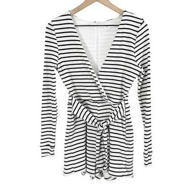 Revolve Superdown Lotus Front Tie Striped Romper B