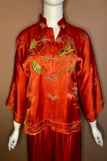 1940S CHINESE SATIN PAJAMAS