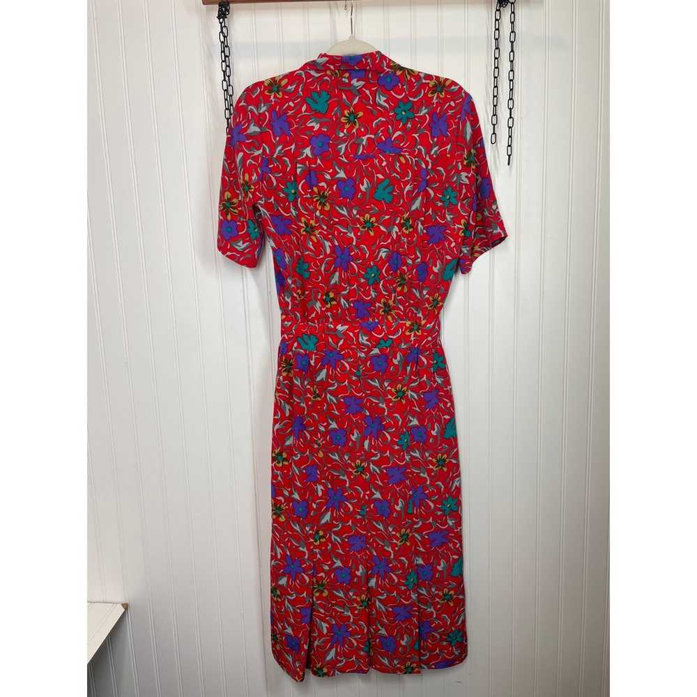 Vintage Strait Lane Red & Purple Floral Midi Dres… - image 2