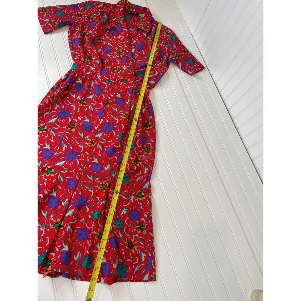 Vintage Strait Lane Red & Purple Floral Midi Dres… - image 5