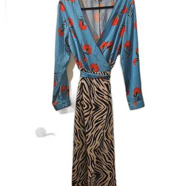 Never Fully Dressed Floral Zebra Print Wrap Dress… - image 1