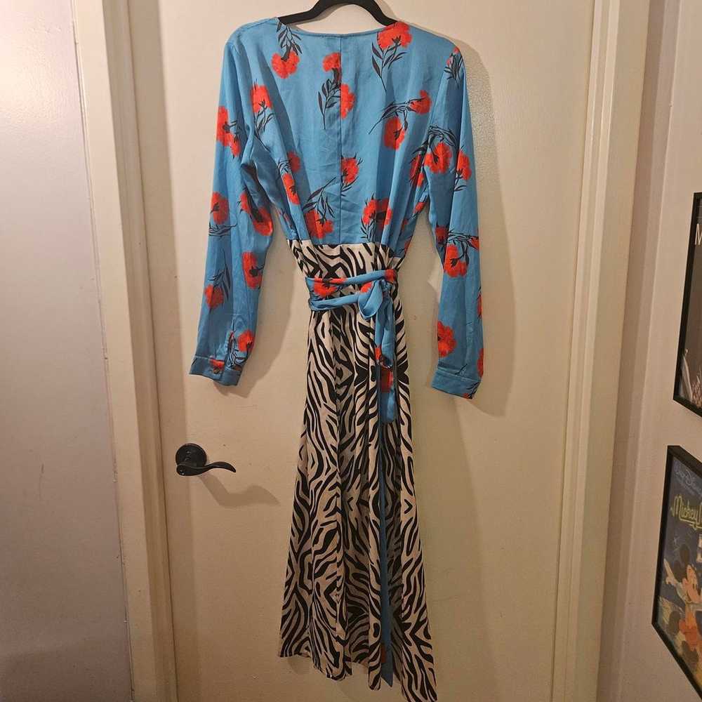 Never Fully Dressed Floral Zebra Print Wrap Dress… - image 7