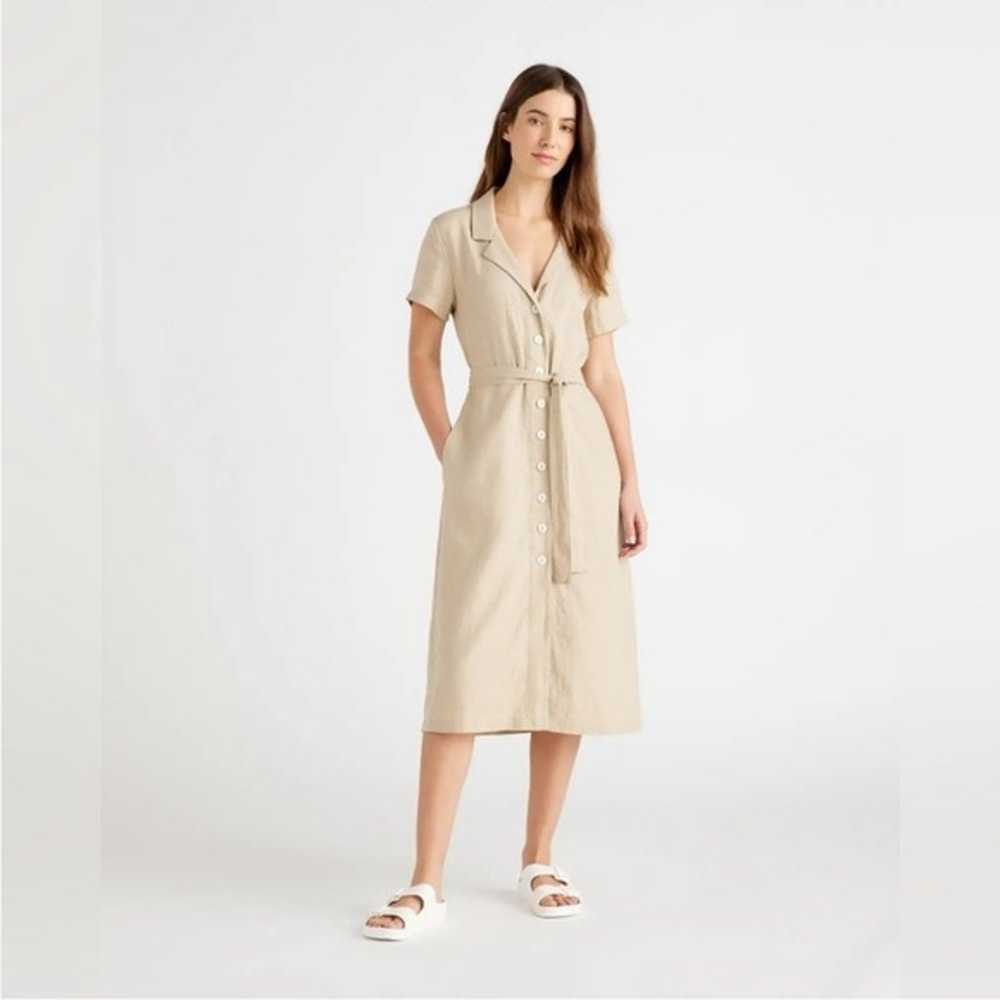 Quince 100% European Linen Button Front Midi Dress - image 2