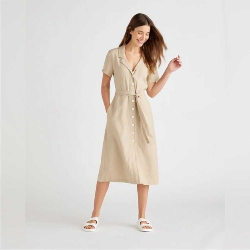 Quince 100% European Linen Button Front Midi Dress - image 3