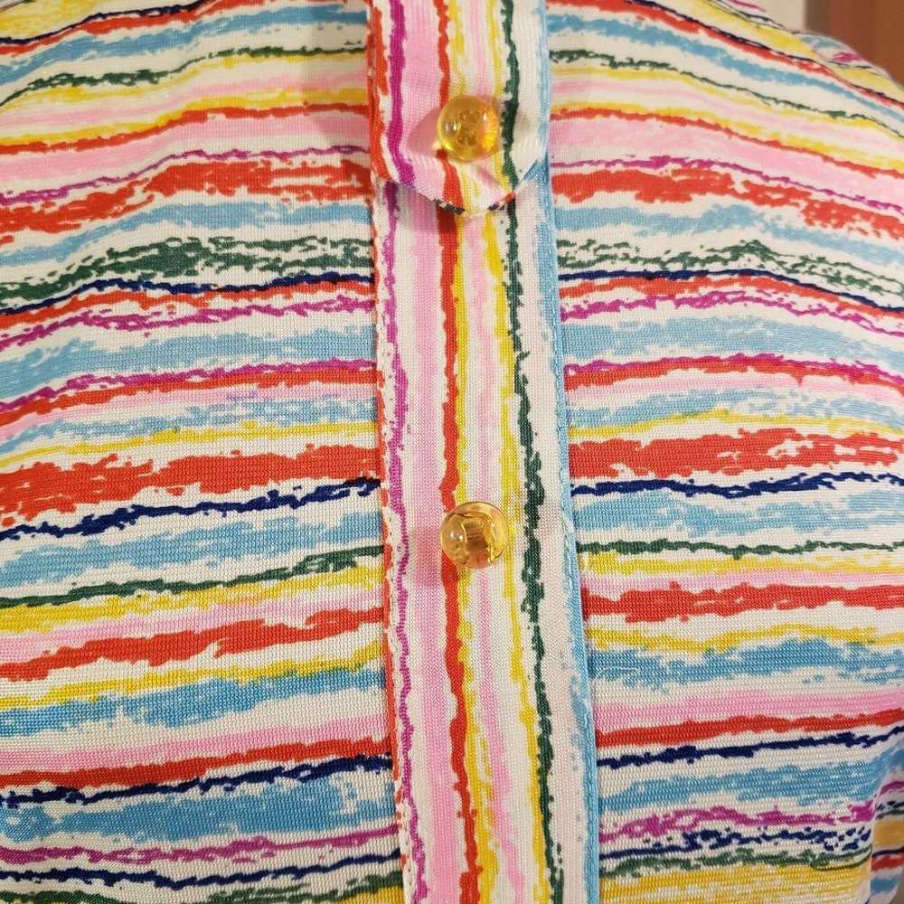 Vintage 60s 70s Rainbow Stripe Pleated Drop Waist… - image 5