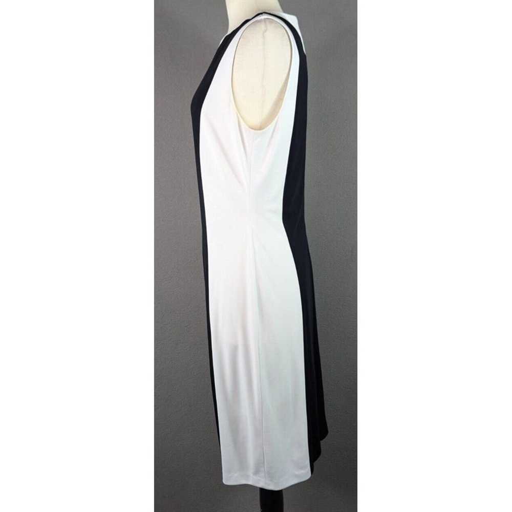 Vtg David Meister Sheath Dress Women's Black Whit… - image 4