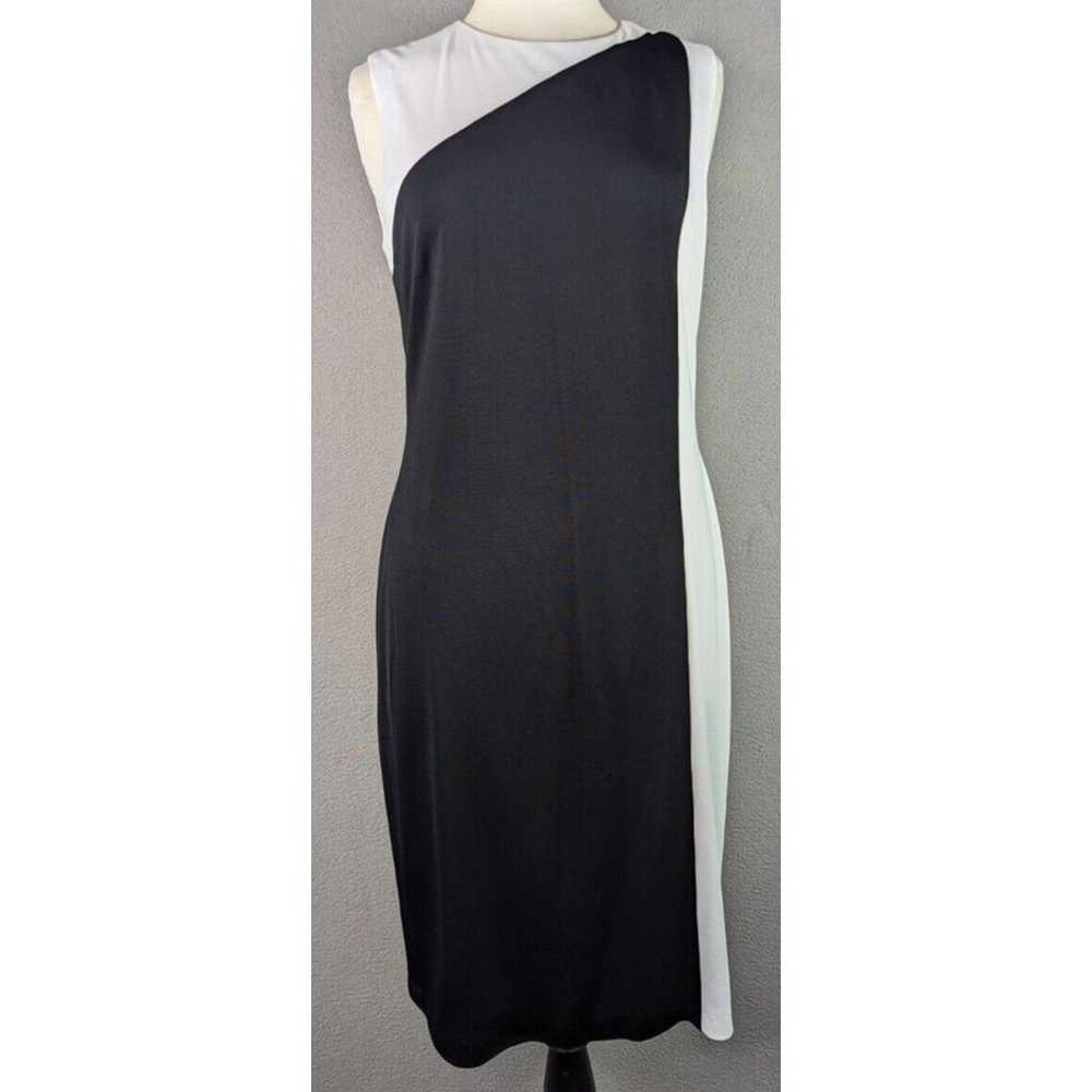 Vtg David Meister Sheath Dress Women's Black Whit… - image 5