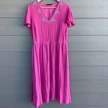 Lane Bryant pink flutter sleeve v neck dress