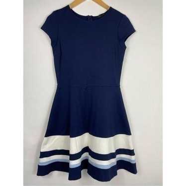 Aqua Fit & Flare Cap Sleeve Navy Dress Large