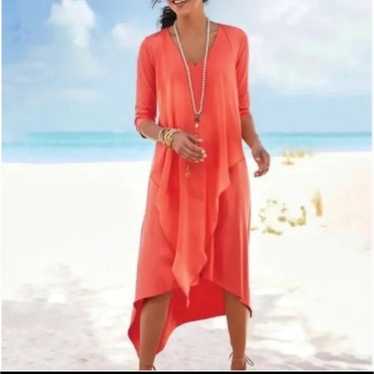 Soft Surroundings Andalou Dress Coral Large - image 1