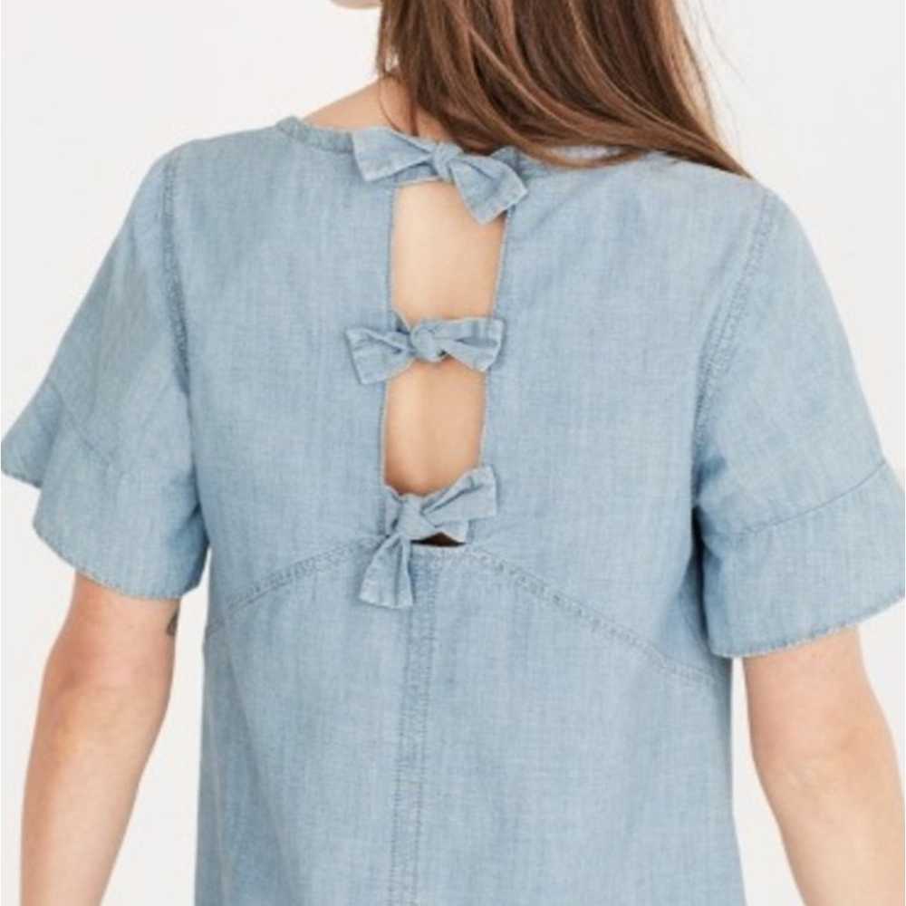 Madewell Chambray Denim Bow Back A Line Shift Dre… - image 3