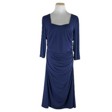 Kiyonna Square Neck Ruched Cocktail Dress Blue Pl… - image 1