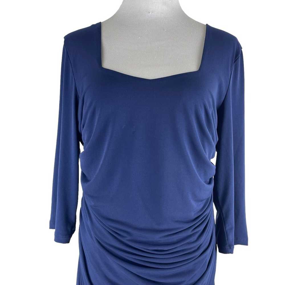 Kiyonna Square Neck Ruched Cocktail Dress Blue Pl… - image 2