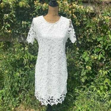 DEX elegant sexy midi lace white dress