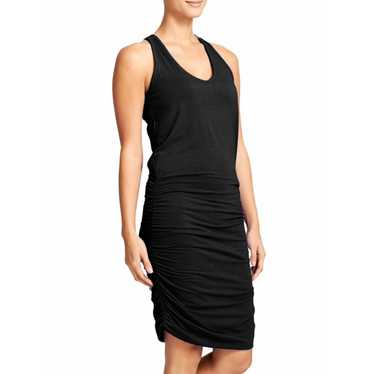 Athleta Black Ruched Racerback V-Neck Sleeveless T