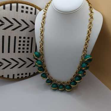 J.Crew Vintage Green Gold Bauble Chunky Necklace W